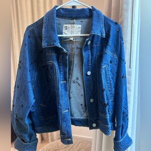 Pilcro Blue Embroidered Jean Jacket